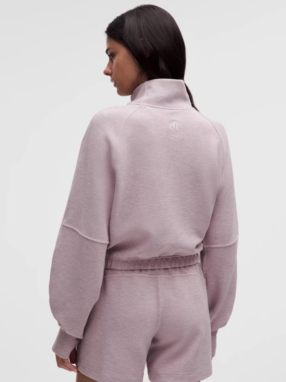 LuLuLemon Scuba Cropped Funnel-Neck Half Zip Waffle With Thumb Holes Size Medium - Picture 2 of 6